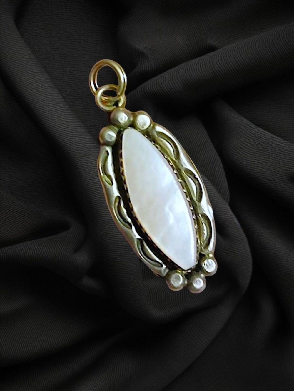 Richard Begay Sterling Mother Of Pearl Pendant